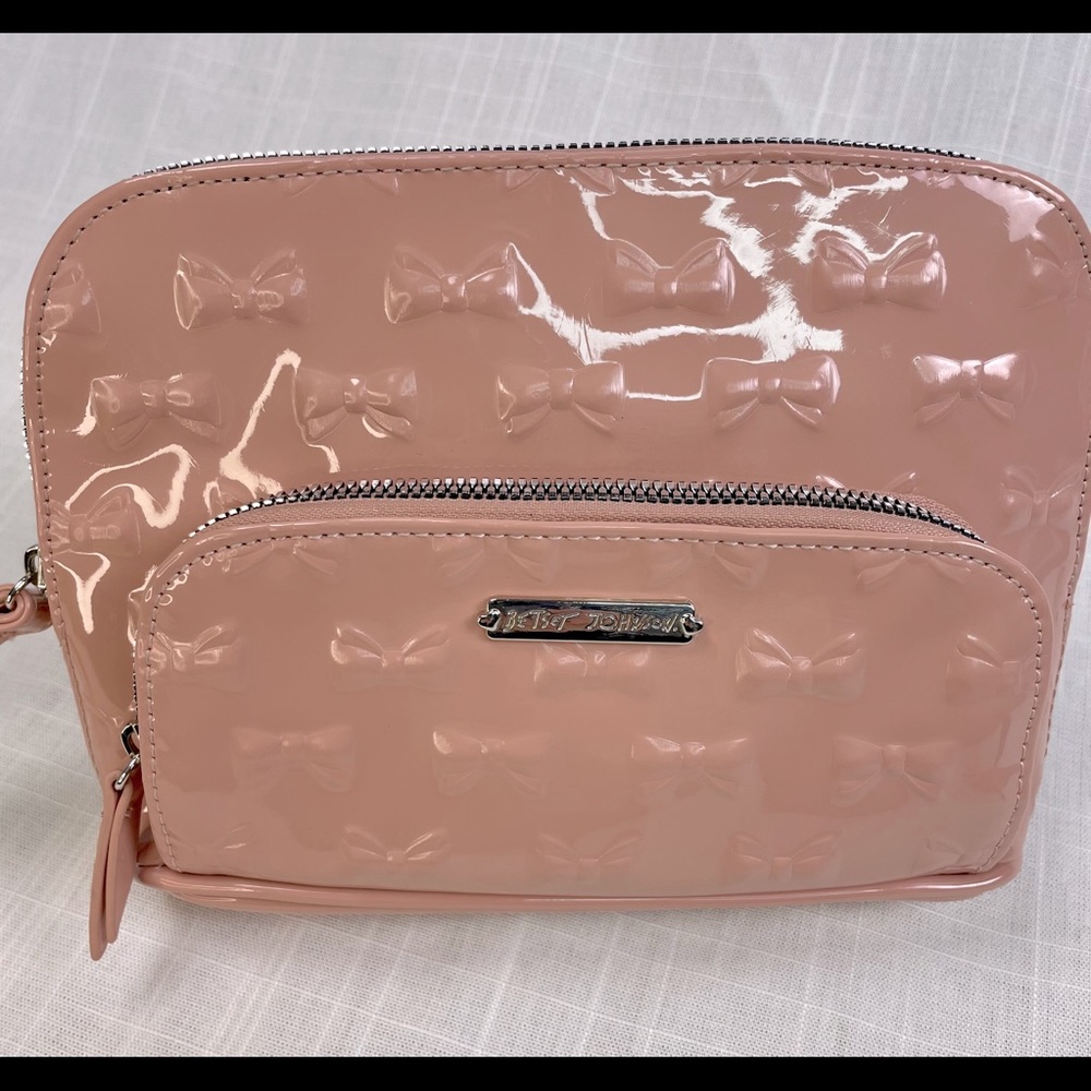 Betsy Johnson blush clutch bow embossed